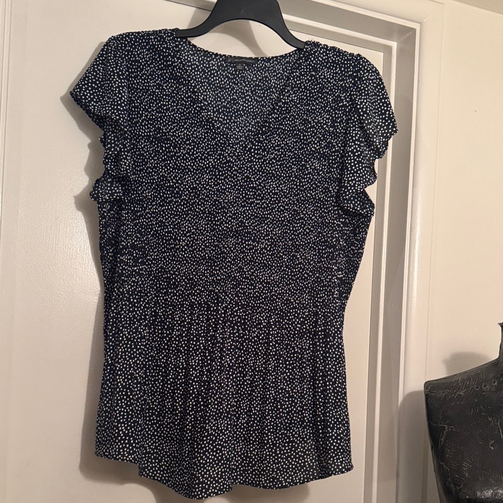 Adrianna Papell Black and White Dotted Blouse